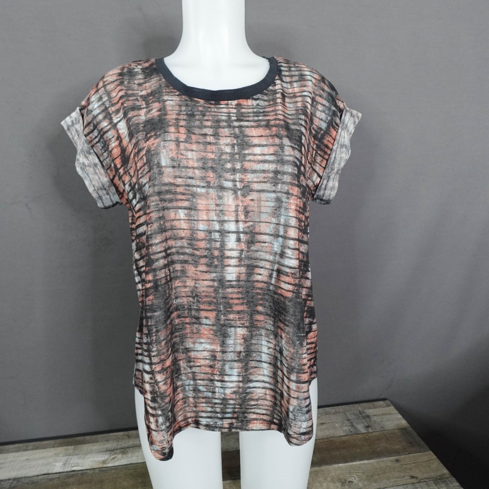 Womens Top Large Black Rust Sheer Knit Indie Artsy Grunge Everyday Basic Capsule